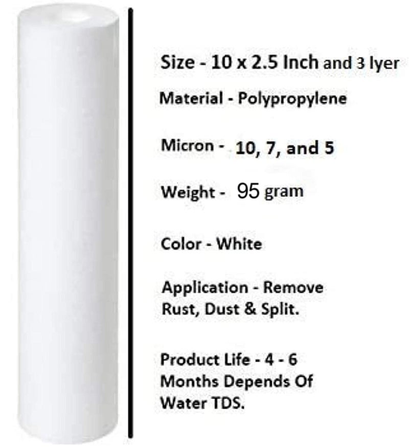Kinsco Genuine 10 Inch Spun Filter Cartridge Compatible for 10 Inch Pre-Filter Housing of Water Purifier (6) - Image 4