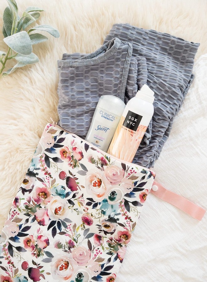 Itzy Ritzy Sealed Wet Bag with Handle - Wet Bag for Travel, Swimsuits, Cloth Diapers, Gym Clothes & Toiletries - Washable & Reusable with Water Resistant Lining - Measures 11” x 14” (Blush Floral) - Image 5