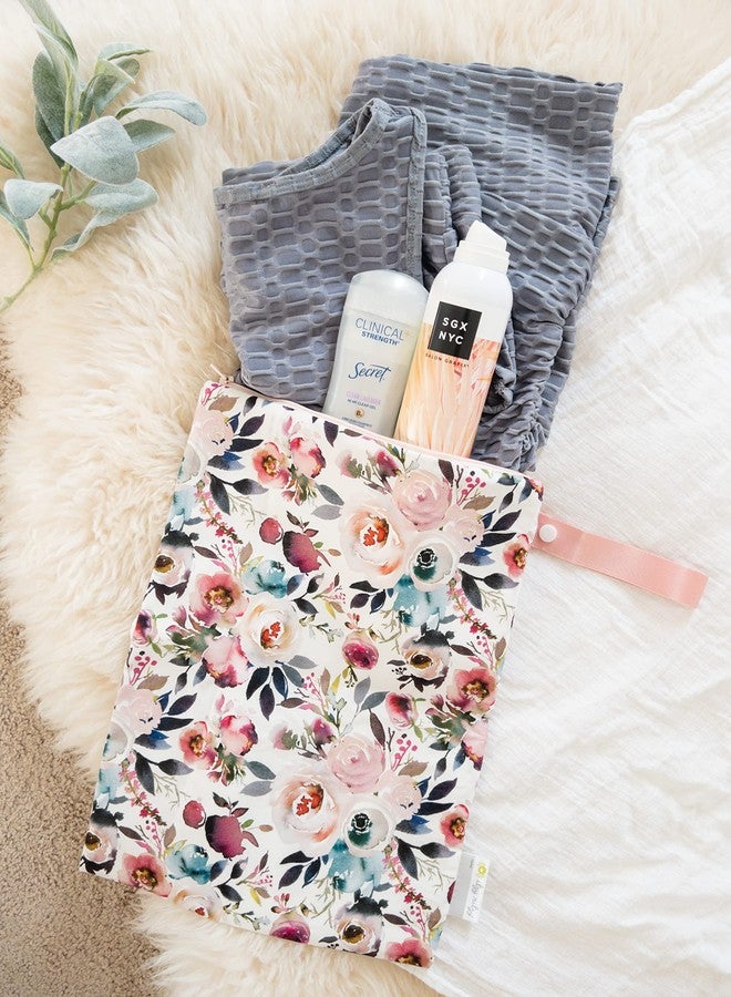 Itzy Ritzy Sealed Wet Bag with Handle - Wet Bag for Travel, Swimsuits, Cloth Diapers, Gym Clothes & Toiletries - Washable & Reusable with Water Resistant Lining - Measures 11” x 14” (Blush Floral) - Image 3