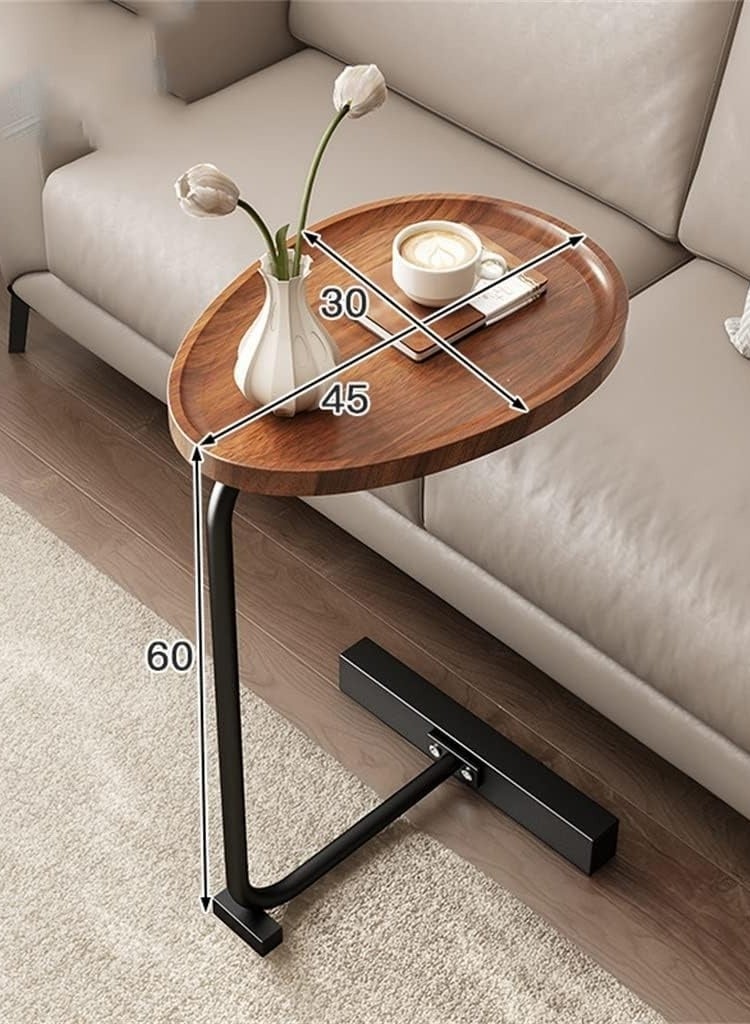 Generic C-Shaped End Table,C Table for Couch,Coffee End Table,Sofa Snack Side Side Tables,with Metal Frame, Industrial for Living Room,Bedroom  - Image 3