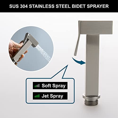SHAMANDA Warm Water Bidet Sprayer for Toilet with Hot and Cold Brass Rough-in Valve, Stainless Steel Handheld Bidet Attachment Set for Feminine, Pets and Baby Diaper Wash, Brushed Nickel, BDS08-2 - Image 3