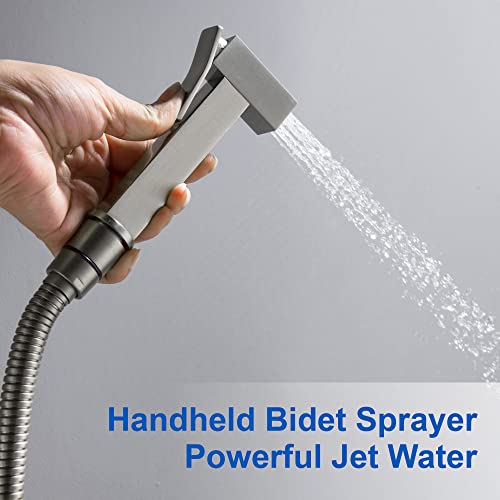SHAMANDA Warm Water Bidet Sprayer for Toilet with Hot and Cold Brass Rough-in Valve, Stainless Steel Handheld Bidet Attachment Set for Feminine, Pets and Baby Diaper Wash, Brushed Nickel, BDS08-2 - Image 4