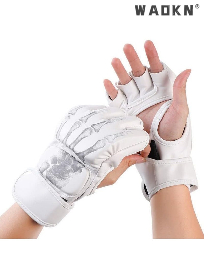 WAOKN Boxing Gloves , for MMA Gloves, Pro Performance Kickboxing Gloves, Half-Finger Boxing Fight Gloves MMA Mitts with Adjustable Wrist Band Gloves for Sanda Sparring Punching Bag Training - Image 1