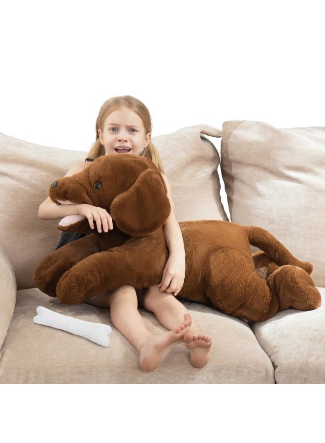 MorisMos 32 Inch Giant Chocolate Lab Stuffed Animal, Large Labrador Plush Puppy Pillow, Fluffy Big Labrador Stuffed Dog Plush Gifts for Kids, Girls, Boys - Image 1