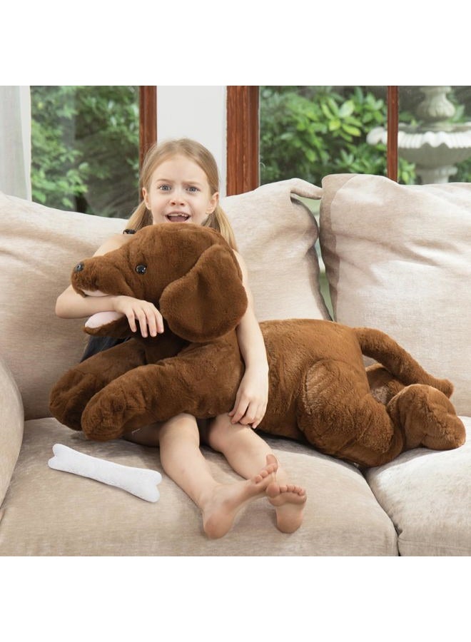MorisMos 32 Inch Giant Chocolate Lab Stuffed Animal, Large Labrador Plush Puppy Pillow, Fluffy Big Labrador Stuffed Dog Plush Gifts for Kids, Girls, Boys - Image 5