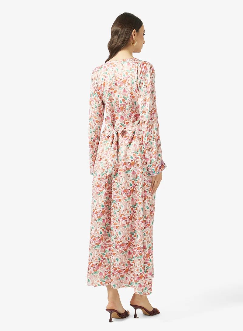 ARABIAN CLOSET Embellished Belted Jalabiya