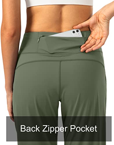 Soothfeel Women's Joggers with Zipper Pockets High Waisted Athletic Workout Yoga Pants Joggers for Women Grey Sage - Image 3
