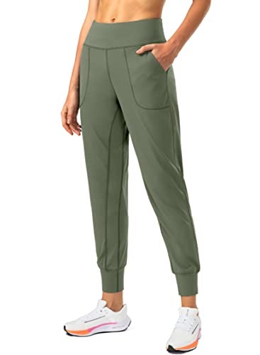 Soothfeel Women's Joggers with Zipper Pockets High Waisted Athletic Workout Yoga Pants Joggers for Women Grey Sage - Image 1