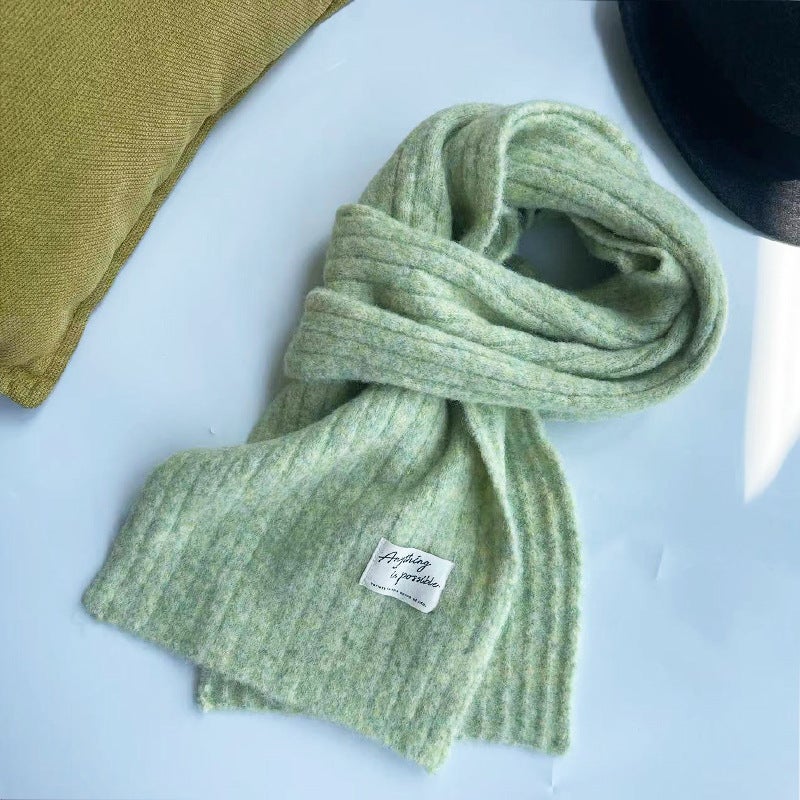 New Wool Scarf For Girls In Winter, White Knitted Wool, Thickeneded, Warm, Versatile, High-End Student Long Scarf - Image 2