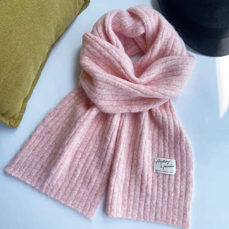 New Wool Scarf For Girls In Winter, White Knitted Wool, Thickeneded, Warm, Versatile, High-End Student Long Scarf - Image 5