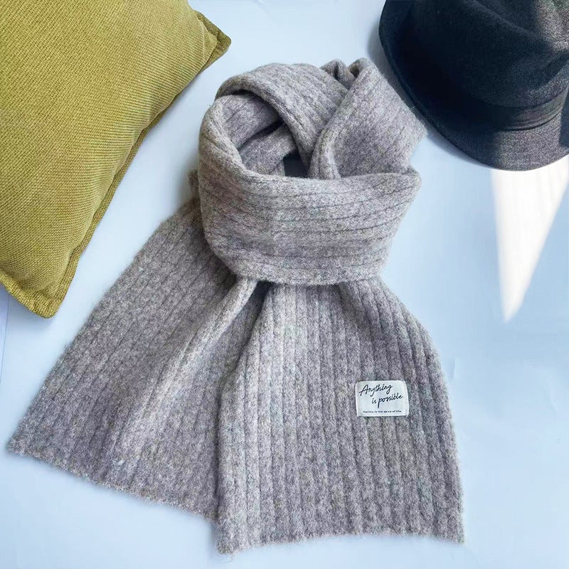 New Wool Scarf For Girls In Winter, White Knitted Wool, Thickeneded, Warm, Versatile, High-End Student Long Scarf - Image 4