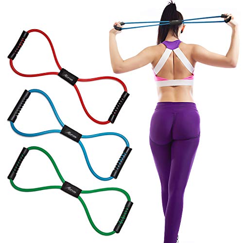 HPYGN Resistance Bands, Figure 8 Exercise Bands for Women Men, 8 Shaped Resistance Bands for Arms, Chest Expander, Yoga Gym Fitness Pulling Rope 8 Word Elastic for Exercise Muscle Training Tubing - Image 1