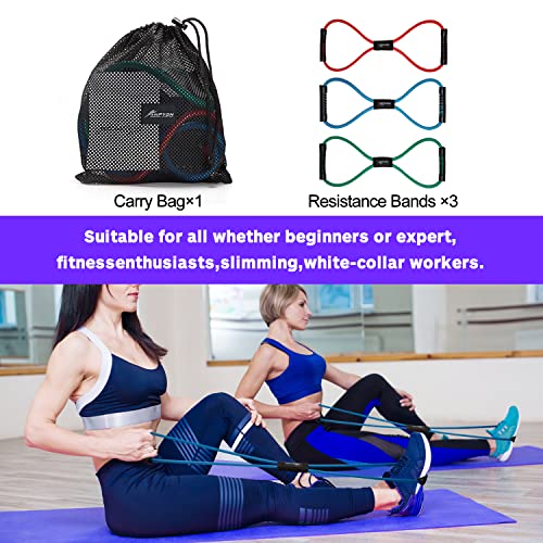HPYGN Resistance Bands, Figure 8 Exercise Bands for Women Men, 8 Shaped Resistance Bands for Arms, Chest Expander, Yoga Gym Fitness Pulling Rope 8 Word Elastic for Exercise Muscle Training Tubing - Image 3