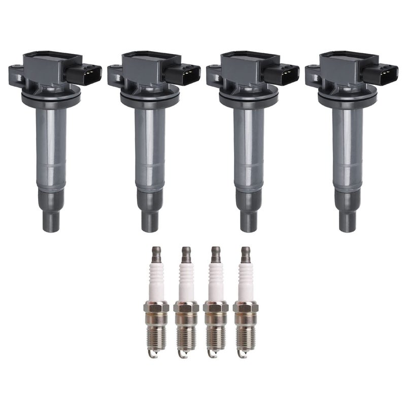ENA Set of 4 Ignition Coil Pack UF316 with 4 Iridium Spark Plug 7090 15 L4 Compatible with Scion Toyota Echo Prius Yaris xA xB 20002018 15L Replacement for 9091902240 C1304 UF316T