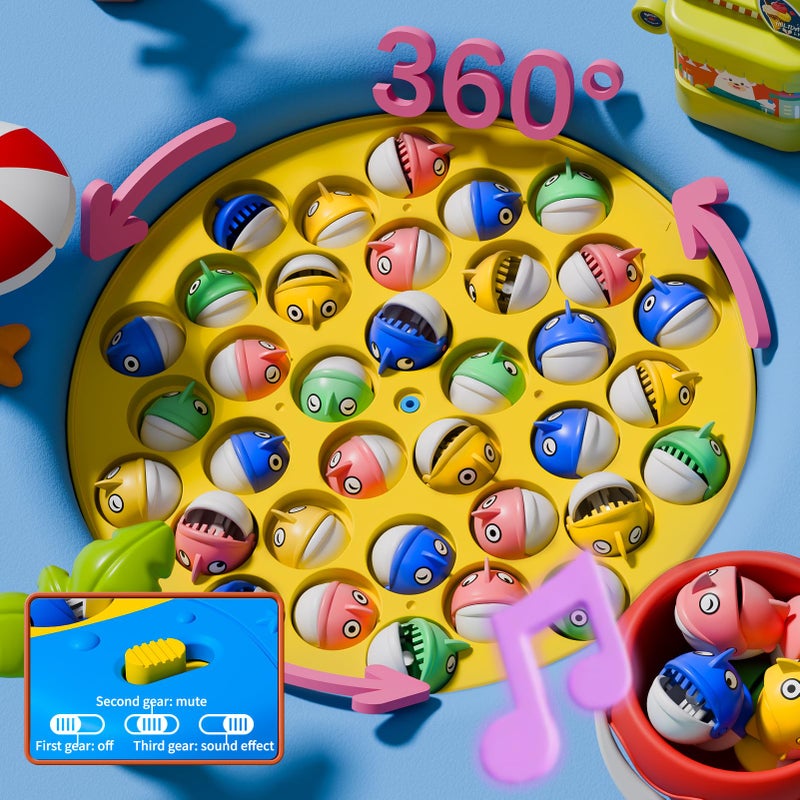 ORANGE OCEAN 66 PCS Magnetic Fishing Game for Kids Toddlers 3-5, Board Game for Kids 4-6, 1-8 Players Fishing Toys for Boys 3 4 5 6 7 8 Year Old with 360Â° Rotation, Ideas Birthday Gifts for 3 4 5 6 7 8 Year Old - Image 3