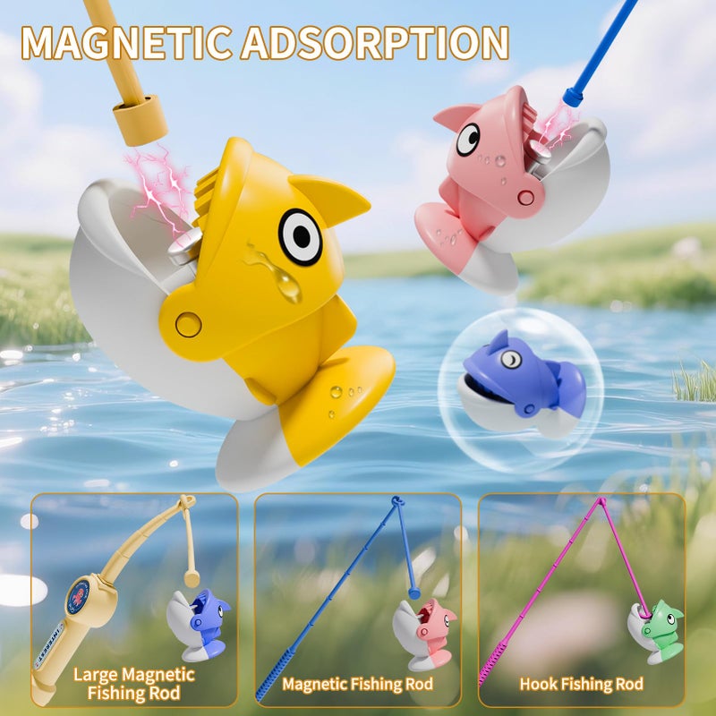 ORANGE OCEAN 66 PCS Magnetic Fishing Game for Kids Toddlers 3-5, Board Game for Kids 4-6, 1-8 Players Fishing Toys for Boys 3 4 5 6 7 8 Year Old with 360Â° Rotation, Ideas Birthday Gifts for 3 4 5 6 7 8 Year Old - Image 2