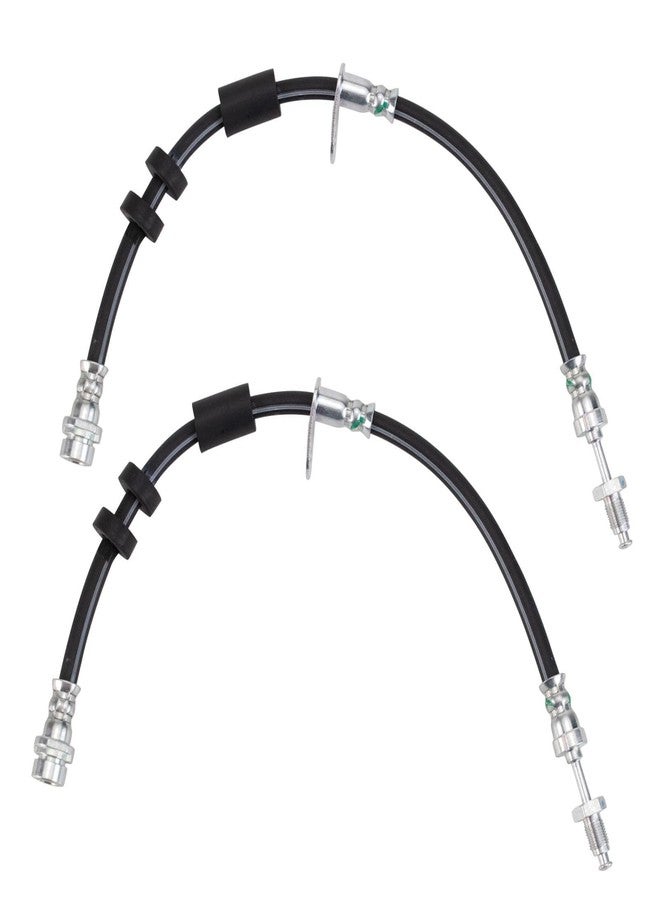 TRQ Front Brake Hose Set Compatible with 2013-2018 Ford C-Max 2012-2018 Focus 2014-2021 Transit Connect - Image 1