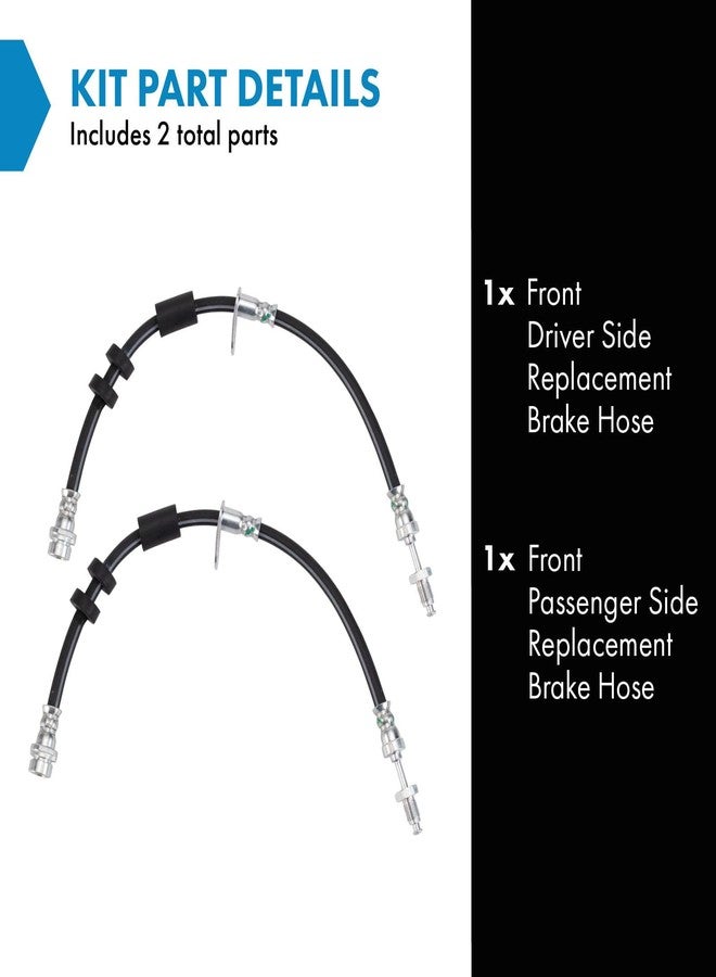 TRQ Front Brake Hose Set Compatible with 2013-2018 Ford C-Max 2012-2018 Focus 2014-2021 Transit Connect - Image 2
