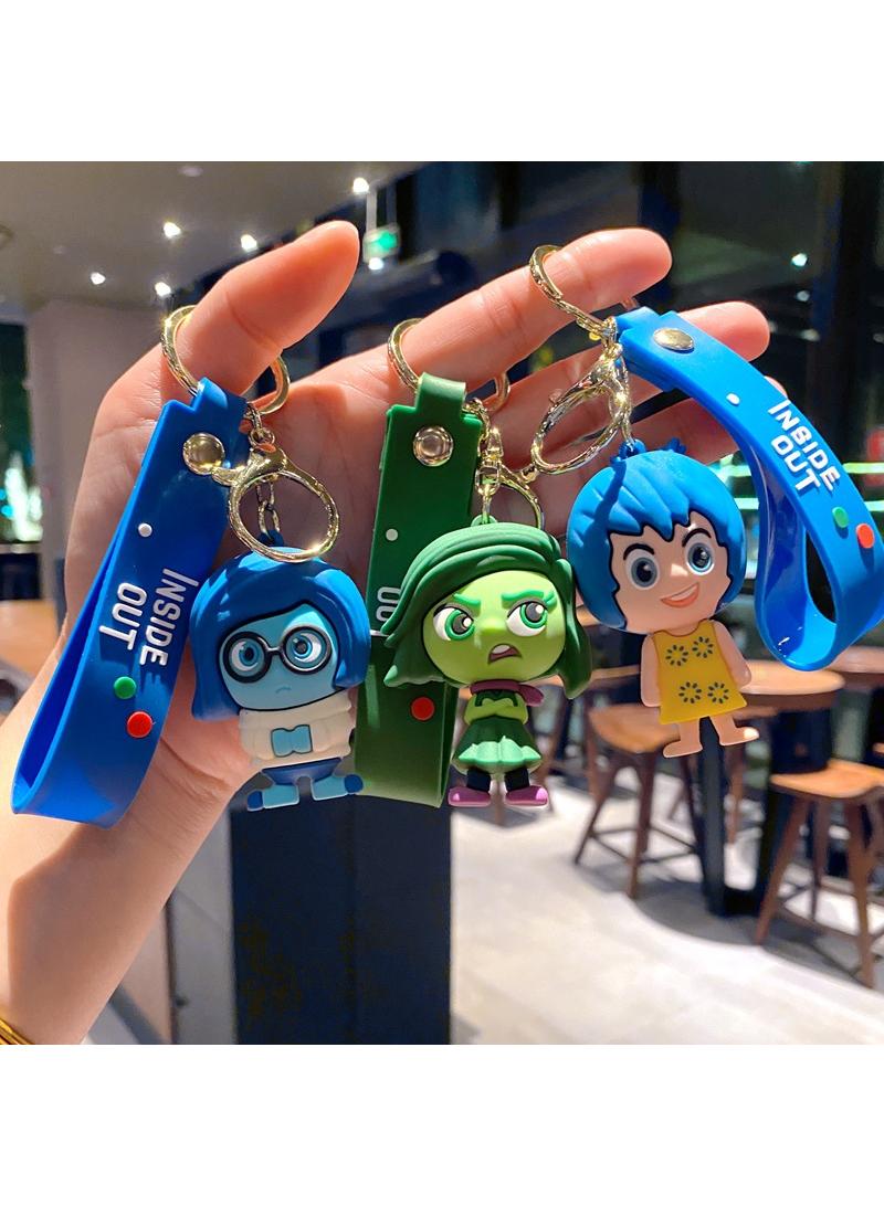 Bluejw Cute  Anime Inside Out 2 Keychain Toy for Game Fans Kids Birthday Gift 3Pcs - Image 1