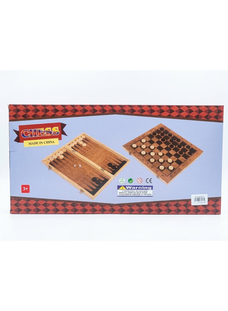 A chess set and a wooden board measuring 45 × 50 cm - Image 1