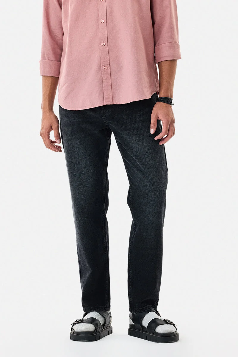 سنيتش Black Solid Relaxed Casual Jeans