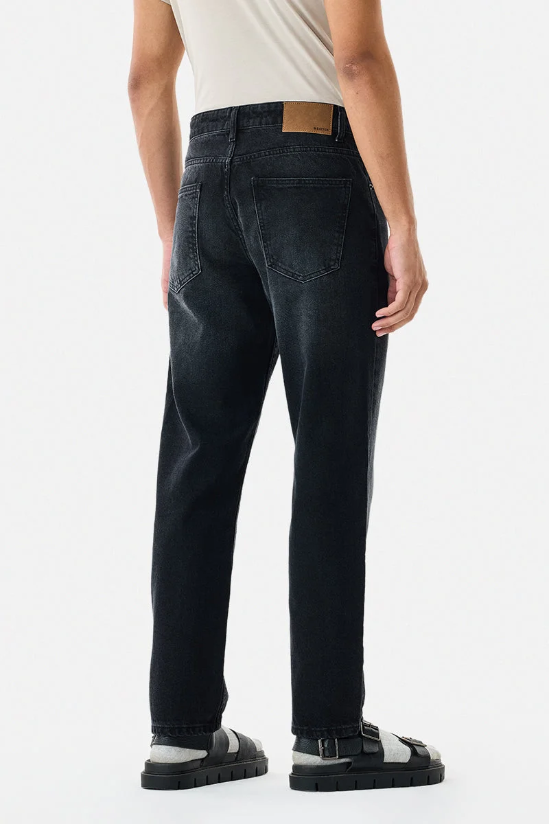 Snitch Black Black Solid Relaxed Casual Jeans for Men | Best Price UAE