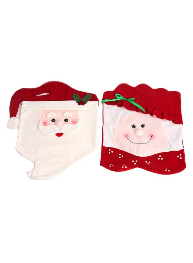 Premium Christmas Chair Covers Set - Mr & Mrs Santa Claus Fabric Dining Chair Slipcovers, Elastic Back Covers for Holiday Decor (70x45cm & 61x45cm, Hand Wash Only) - Image 5