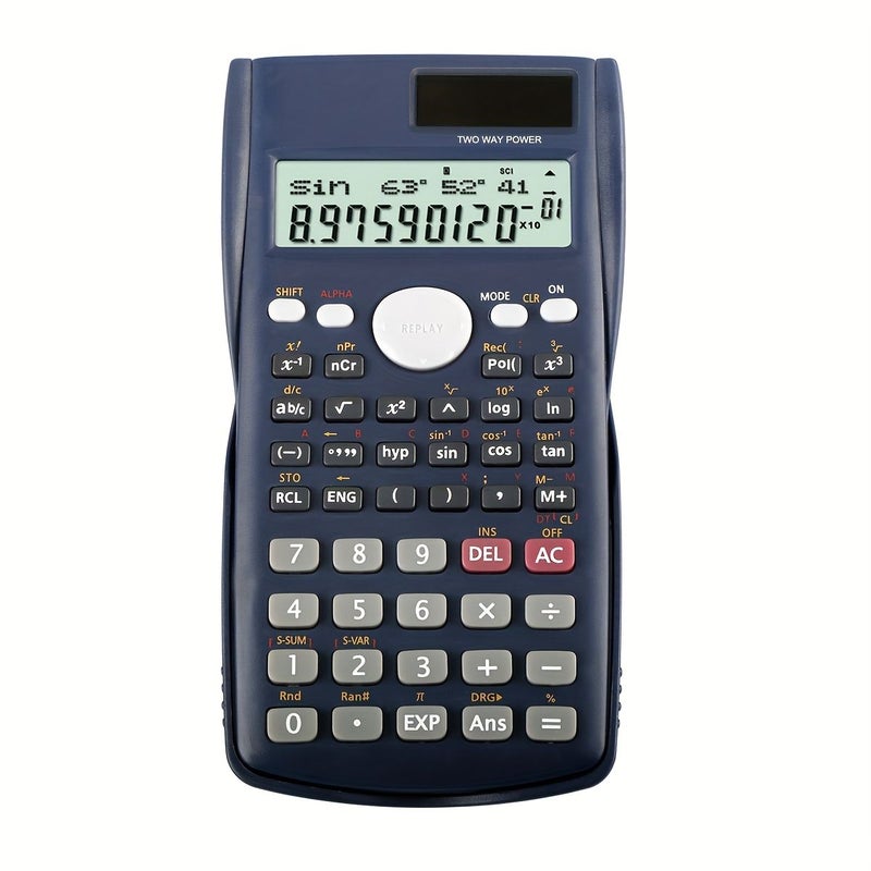 Dark Blue 85MS Solar Scientific Calculator With 2 Line Display For Students - Image 1
