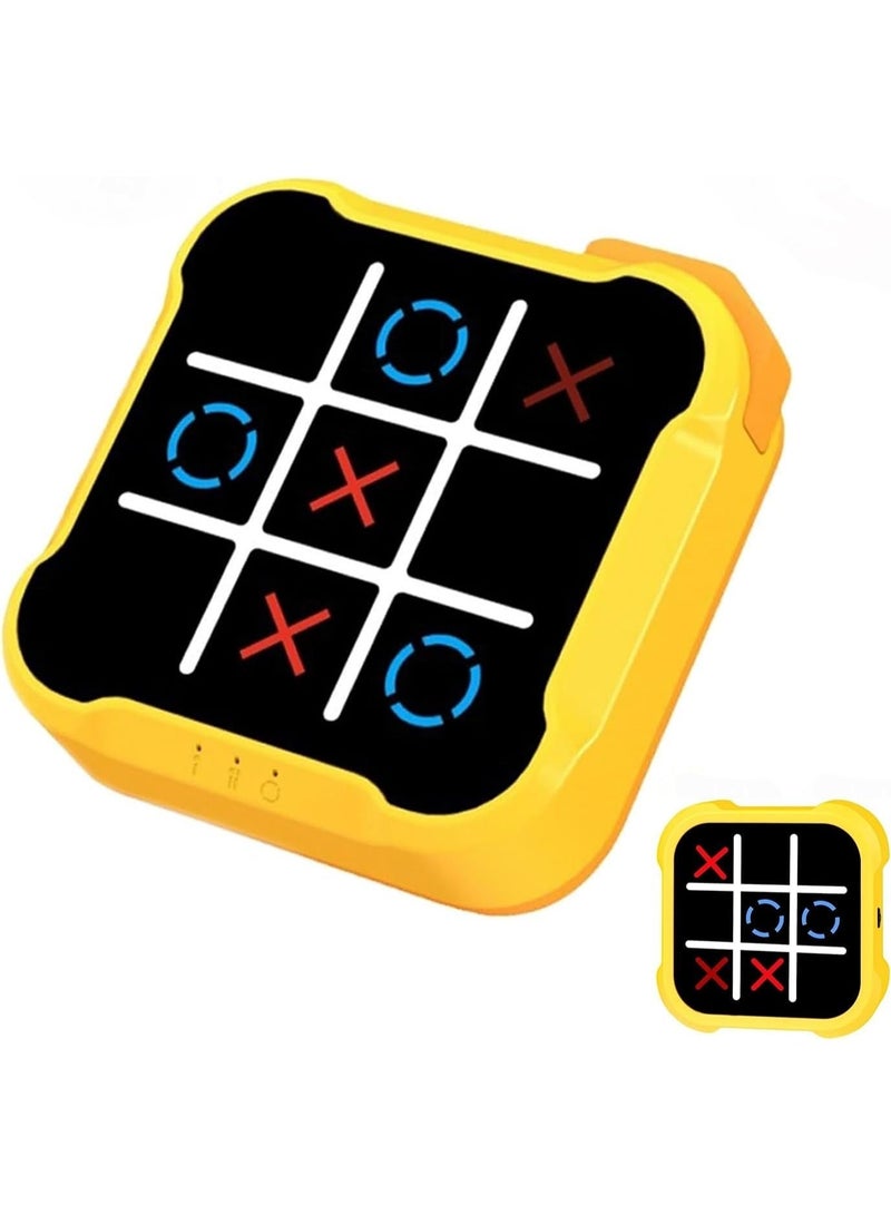 Tic Tac Toe Game Machine, 4 in 1 Handheld Electronic Game for Education & Memory Growth, Home & Kids (Yellow) - Image 1