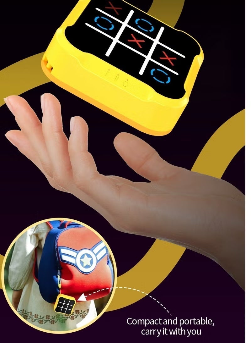 Tic Tac Toe Game Machine, 4 in 1 Handheld Electronic Game for Education & Memory Growth, Home & Kids (Yellow) - Image 3