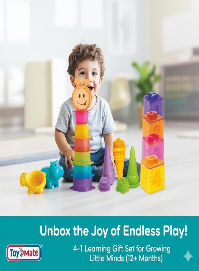 Toymate My Little Star 4-in-1 Gift Set for Toddlers - Stacking Cups, Shape Sorter Blocks, Ice Cream Cones & Caterpillar Cups - Educational & Motor Skills Development Toy for Kids 12+ Months - Image 4
