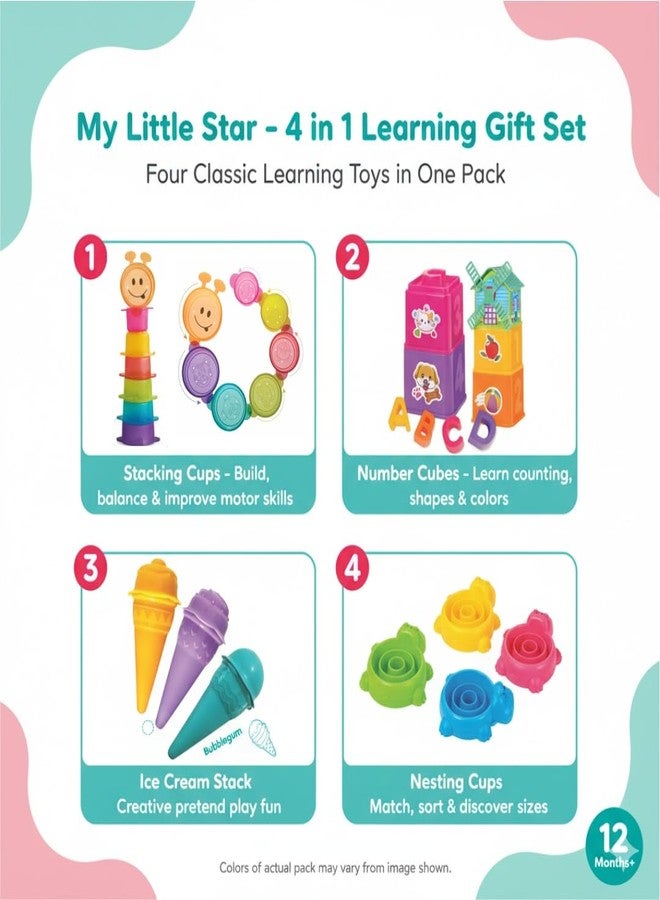 Toymate My Little Star 4-in-1 Gift Set for Toddlers - Stacking Cups, Shape Sorter Blocks, Ice Cream Cones & Caterpillar Cups - Educational & Motor Skills Development Toy for Kids 12+ Months - Image 2