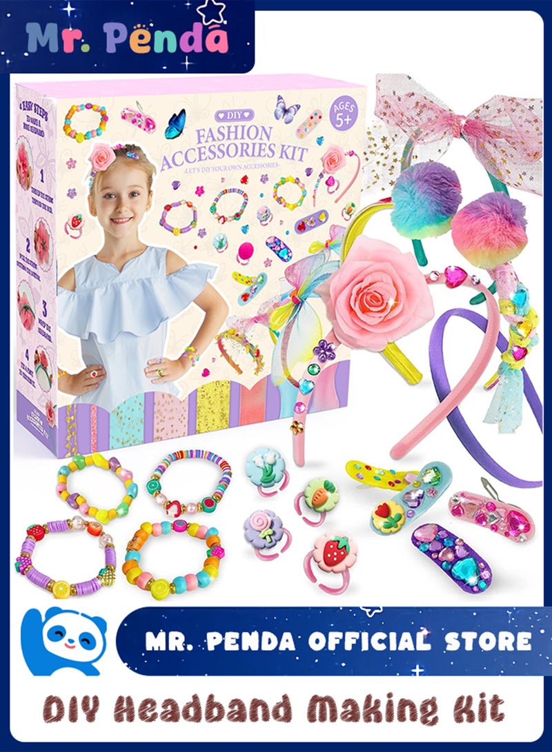 Mr. Penda Headband Making Kit, DIY Headband Making Kit for Girls,Arts and Crafts for Kids Ages 5+,Girls Hair Accessories for Kids, Fashion Crafts Set for Girls  - Image 1