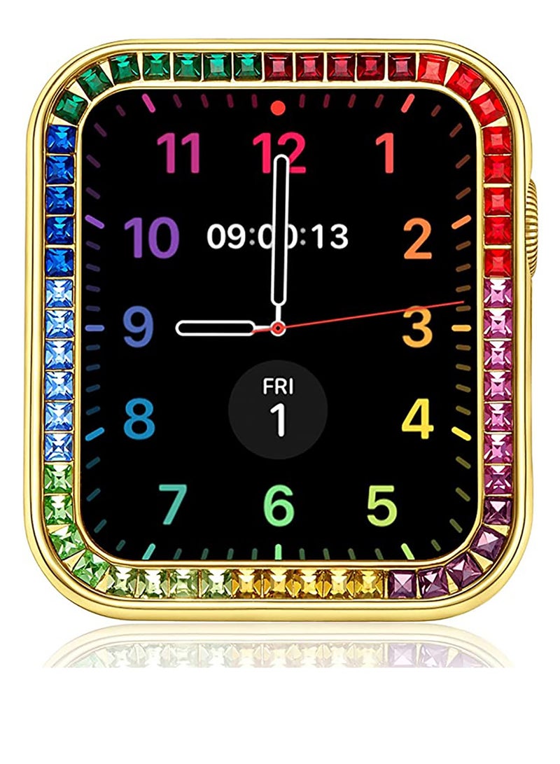 KASTWAVE Compatible for Watch Case Suitable for Iwatch 6 Generation 5/4/ 3/2/ 1 Protective Case 38 mm Color Diamond Gold Type Colorful Square Diamond IWatch Cover Frame with Women and Men - Image 2
