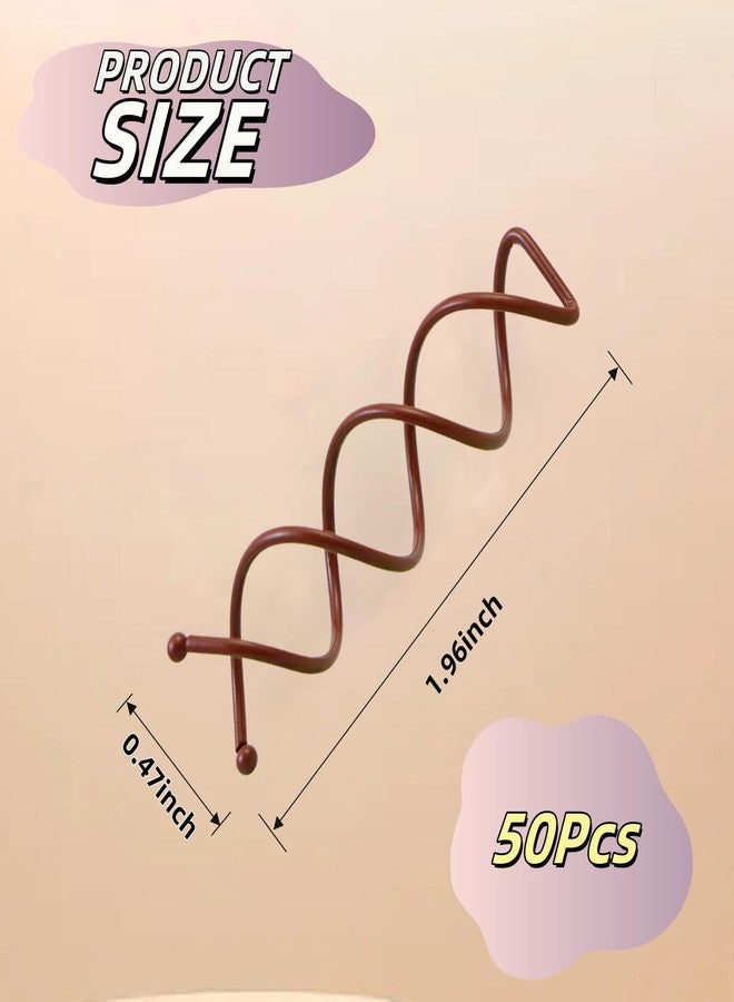 Hyamass 50Pcs Bobby Pins for Women, Spiral Hair Ties Non-Scratch Round Tip French Hair Pins | Secure Hold for Buns & DIY Hairstyles | Hair Accessories for Women (Brown) - Image 2