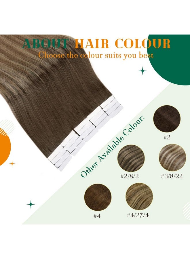 إيزي يوث شريط في وصلات شعر بشري شريط Balayage في وصلات شعر بني متدرج إلى أشقر رمادي شريط في وصلات شعر شعر بشري حقيقي 16 بوصة 40 جرام 20 قطعة - Image 4