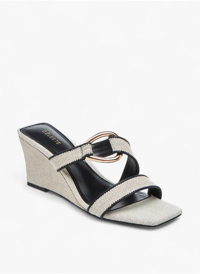 Celeste Women's Textured Slip-On Sandal with Wedge Heel