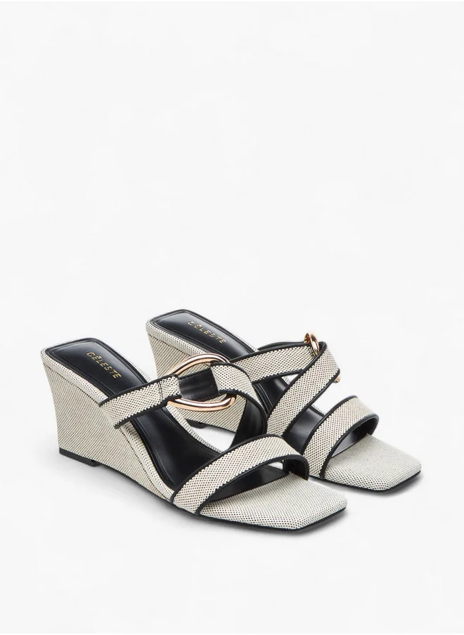 Celeste Women's Textured Slip-On Sandal with Wedge Heel