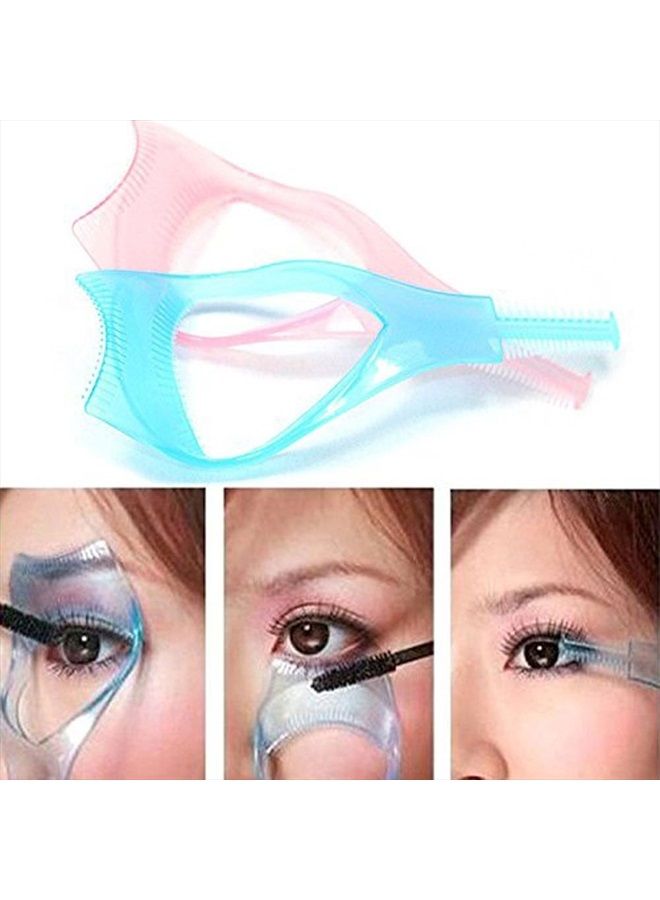 lasenersm 2Pcs Plastic 3 in 1 Makeup Cosmetic Eyelash Tool Upper Lower Eye Lash Mascara Guard Applicator Guide Helper with Eyelash Comb - Image 1