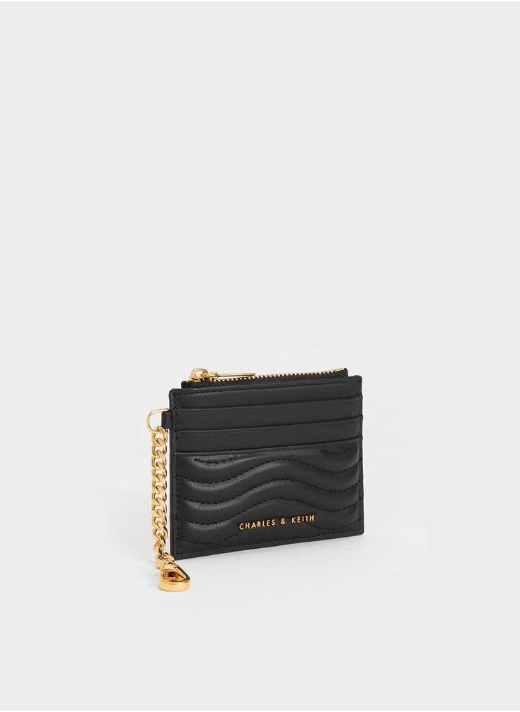 Charles & Keith Charles & Keith Aubrielle Stitch-Trim Zip Card Holder - Black  - Image 5