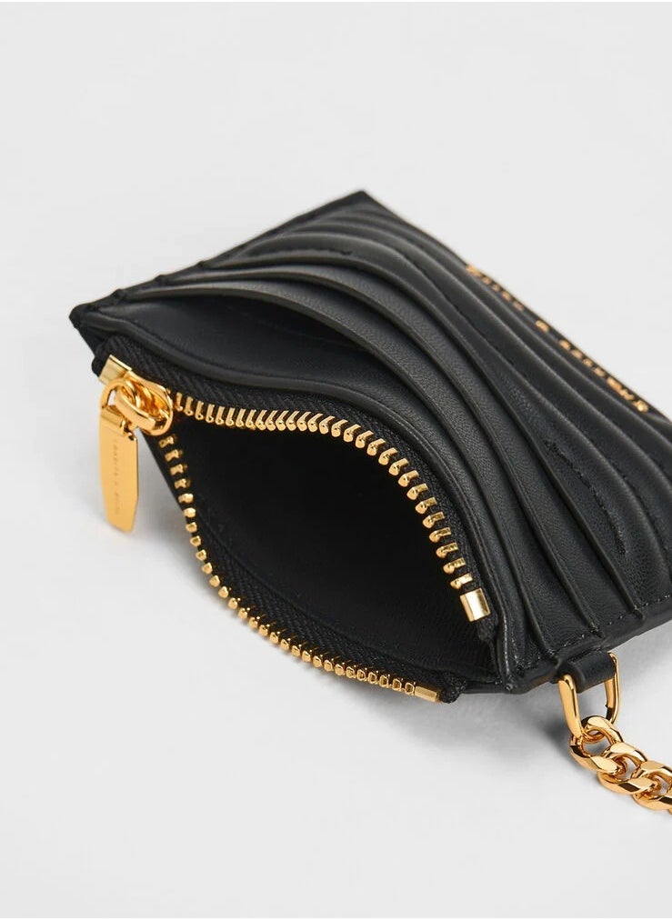Charles & Keith Charles & Keith Aubrielle Stitch-Trim Zip Card Holder - Black  - Image 4