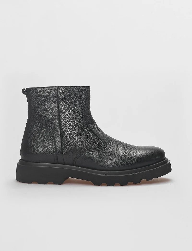 Cabani Genuine Leather Black Zippered Men's Casual Boots