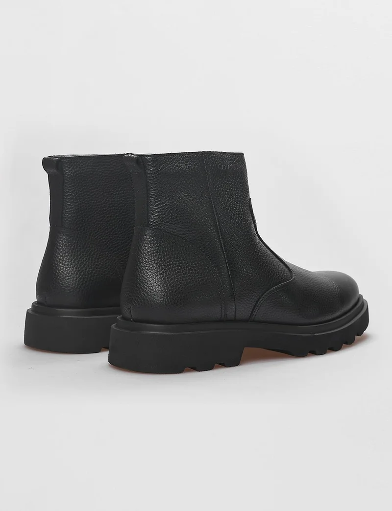 Cabani Genuine Leather Black Zippered Men's Casual Boots