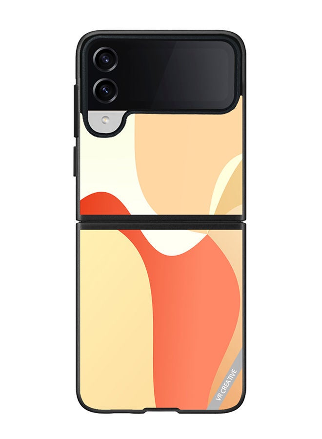 VR CREATIVE Protective Case Cover For Samsung Galaxy Z Flip4 Light Orange Abstract Cambered Design Multicolour - Image 1