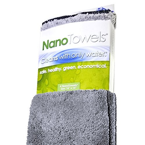 Life Miracle Nano Towels - The Amazing Eco Cloth That Cleans Virtually Any Surface with Only Water. No More Paper Towels Or Toxic Chemicals. 4-Pack (14x14, Grey) - Image 1