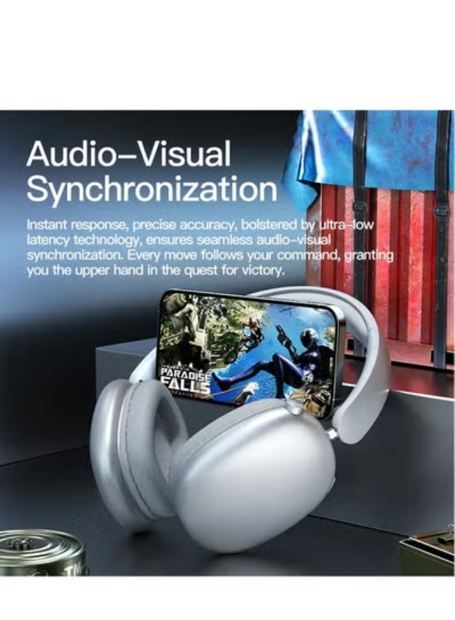 GULFLINK SY-BT1632 Wireless Headphone Gaming Headset Foldable Bluetooth Earphones Silver - Image 3