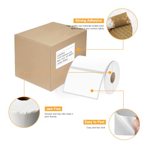 Labelebal (6000 Labels 3-Proof 1" Core) Labelebal 12 Rolls 4" x 3" Direct Thermal Label (101mm x 76mm) Multipurpose Shipping Address Mailing Barcodes Stickers Compatible for Zebra & Rollo Desktop Label Printer - Image 4