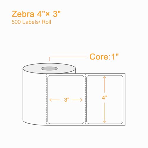 Labelebal (6000 Labels 3-Proof 1" Core) Labelebal 12 Rolls 4" x 3" Direct Thermal Label (101mm x 76mm) Multipurpose Shipping Address Mailing Barcodes Stickers Compatible for Zebra & Rollo Desktop Label Printer - Image 2