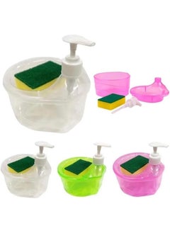 iSTAR iSTAR Plastic Double Layer 2 in 1 Liquid Soap Dispenser with Pump and Sponge for Kitchen Liquid Pump Dispenser (Multicolour)  - Image 2