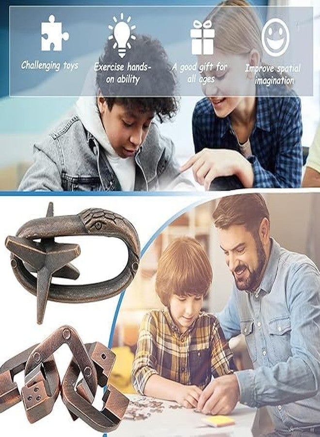VALUEVIBES Brain Teaser Metal Puzzle Set – 3D Interlocking Metal Cast Mind Games for Adults & Kids (6 Piece Set (B)) - Image 4